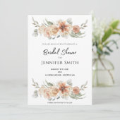 Save The Date élégante chic pêche rose fleurs nuptiale douche (Debout devant)