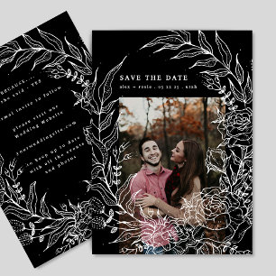Save The Date Élégante couronne de fleurs romantiques Mariage bl