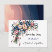 Save The Date Élégante couronne Peony pour mariage Enregistrer l (Devant / Derrière)
