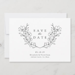 Save The Date Élégante couronne simple cerise fleurie