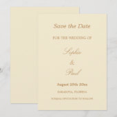 Save The Date Elégante crème Beige Mariage Enregistrer la date (Devant / Derrière)