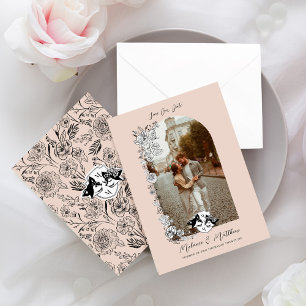 Save The Date Elégante croquis floral Fox Woodland Fairytale Pho