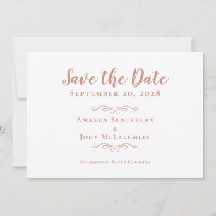 Save The Date Élégante Délicate Romantique Calligraphie Rose Gol