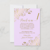Save The Date Elégante dentelle or Oval Photo Lilac Purple Maria (Dos)