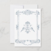 Save The Date Elégante Dusty Blue Chinoiserie Cherub Mariage (Dos)