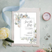 Save The Date Elégante Dusty Blue Floral Enregistrer la date