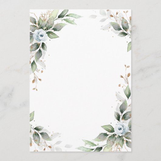 Save The Date Elégante Dusty Blue Flowers Mariage de verdure (Dos)