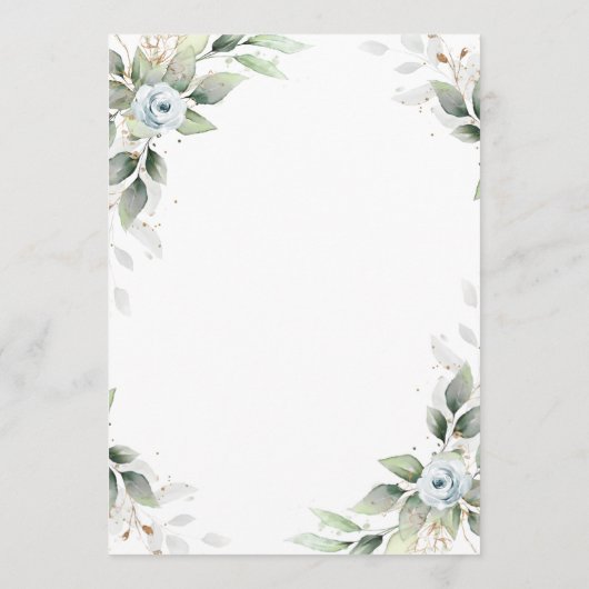 Save The Date Elégante Dusty Blue Flowers Mariage de verdure (Dos)