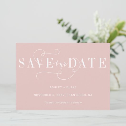 Save The Date Élégante et transparente Calligraphie simple manus (Debout devant)