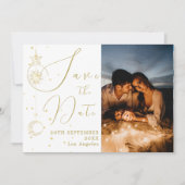 Save The Date Elégante Etoiles célestes Photo Mariage du soir (Devant)