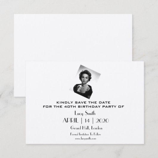 Save The Date Élégante fête d'anniversaire Customisée (Devant / Derrière)