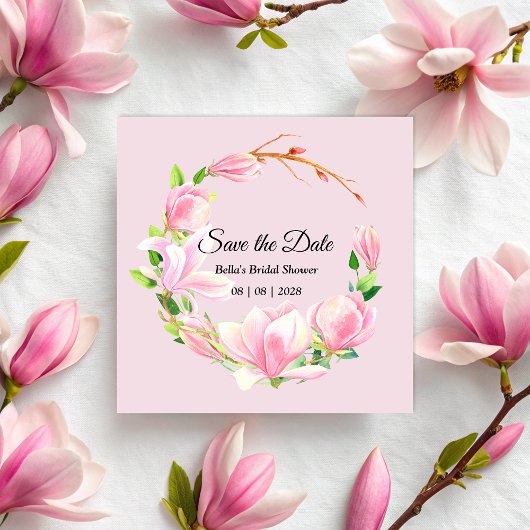 Save The Date Elégante Fête des mariées couleur rose Magnolia
