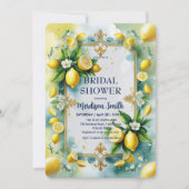 Save The Date Élégante Fête des mariées Florale de citron médite (Devant)