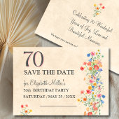 Save The Date Élégante Fleur 70 ans Fête Florale 70e anniversair