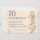 Save The Date Élégante Fleur 70 ans Fête Florale 70e anniversair (Devant)