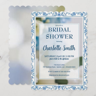 Save The Date Elégante Fleur Bleue chinoiserie douche de mariage