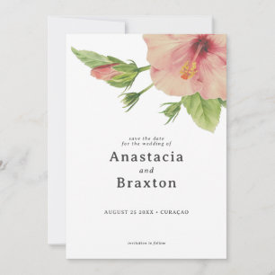 Save The Date Élégante Fleur de Hibiscus Tropical pour Mariage