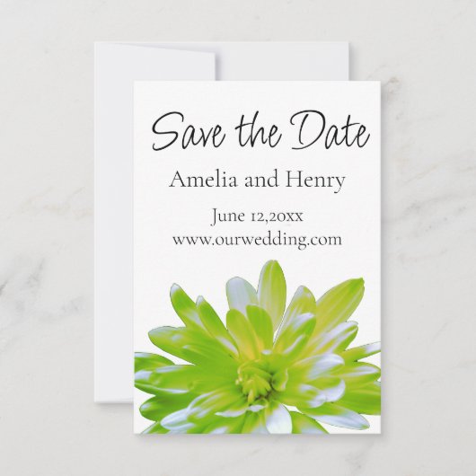 Save The Date Élégante fleur florale verte douce et légère (Devant)