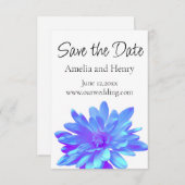 Save The Date Élégante fleur florale violette bleu (Devant / Derrière)