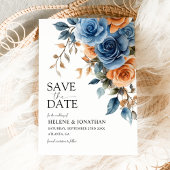 Save The Date Elégante Fleurs de Jardin Marine Mariage de rouill
