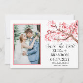 Save The Date Élégante floraison rose cerise (Devant)