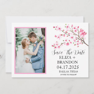 Save The Date Élégante floraison rose cerise