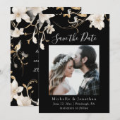 Save The Date Élégante Flore blanche sur la Bible Mariage photo (Devant / Derrière)