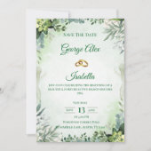 Save The Date Élégante Flore verte Enregistrer la date Mariage (Devant)