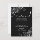 Save The Date Elégante frites gris argenté sur Mariage noir glam (Dos)