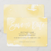 SAVE THE DATE elegante gedempte gele waterverf (Voorkant / Achterkant)