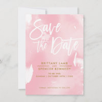 SAVE THE DATE elegante geschilderde bleek roze wat