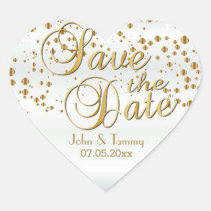 Save the date   Elegante gouden Confetti Stippen Hart Sticker