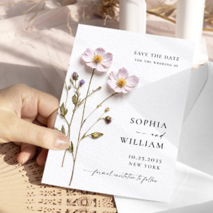 Save The Date Élégante impression de fleurs bohèmes pastel pour