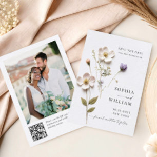Save The Date Élégante impression de fleurs bohèmes pastel pour