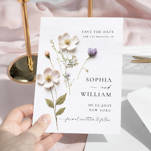 Save The Date Élégante impression de fleurs bohèmes pastel pour