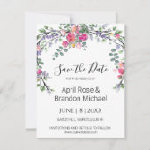 Save The Date Elégante Lavande Eucalyptus rose roses (Devant)