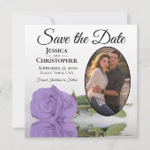 Save The Date Élégante Lavande violet Rose et Mariage photo oval (Devant)