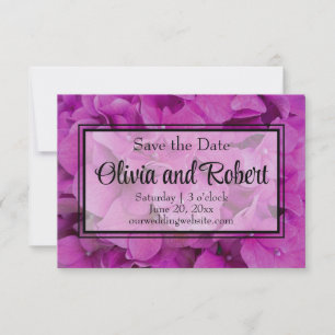 Save The Date Elégante magenta rose hydrangée florale roses