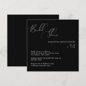 Save The Date Élégante Mariage Carré Noir (Devant / Derrière)
