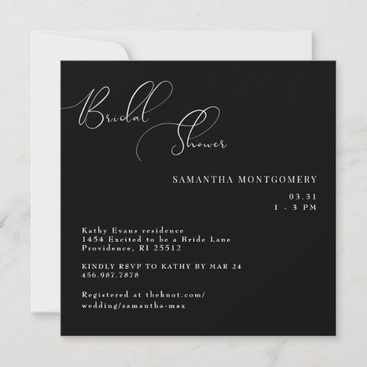 Save The Date Élégante Mariage Carré Noir (Devant)