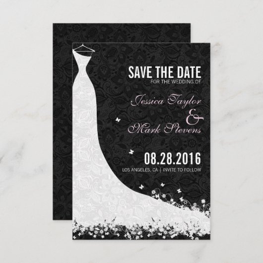 Save The Date Élégante Mariage Dentelle Blanche Enregistrer La D (Devant / Derrière)