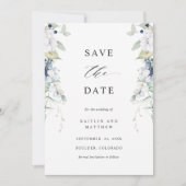 Save The Date Elégante marine et Mariage floral blanc (Devant)