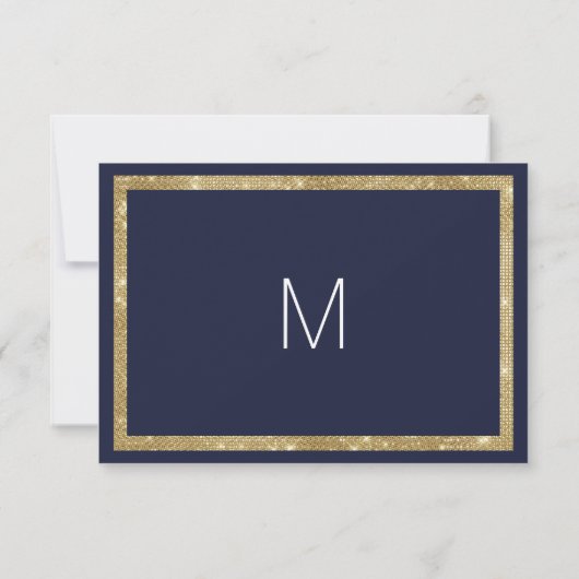 Save The Date Élégante Marine moderne Blue Gold Sequin Enregistr (Dos)