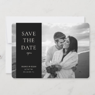 Save The Date Elégante Nouvelle Date Moderne Script Photo Noir B