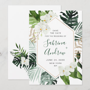 Save The Date Élégante Orchidée Blanche Mariage Bohème de Verdur