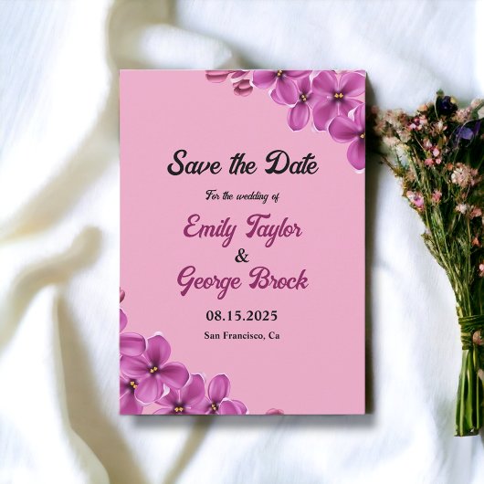 Save The Date Elégante orchidée fleur Dusty Rose Floral Mariage