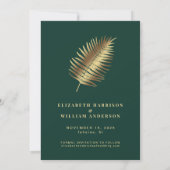 Save The Date Elégante Palm Tropical Feuille Green Gold (Dos)