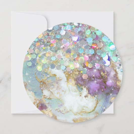 Save The Date Élégante Parties scintillant holographique Marbre  (Dos)
