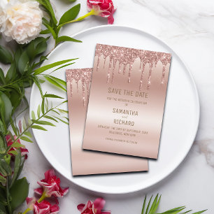 Save The Date Élégante Parties scintillant Rose Gold Diamond