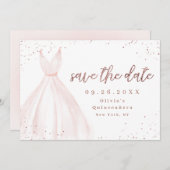 Save The Date Elégante parties scintillant rose robe rose or enr (Devant / Derrière)